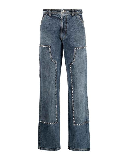 Des Phemmes Blue Embroidered Denim Pants