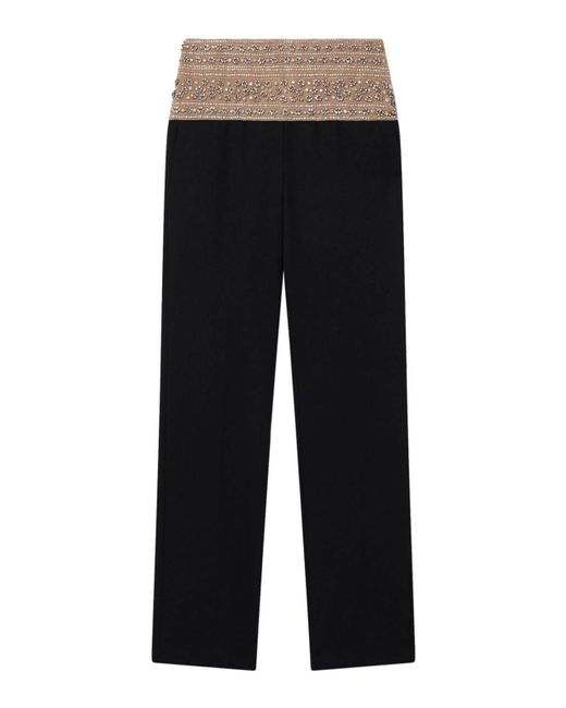 Stella McCartney Black Crystal-embellished Wool Trousers
