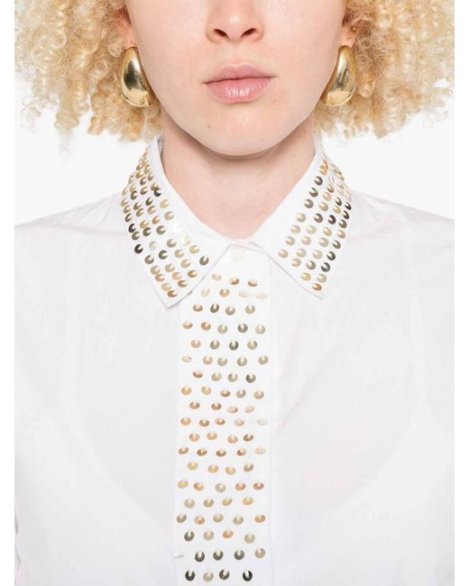 Forte_forte White Cotton Shirt With Crescent Studs