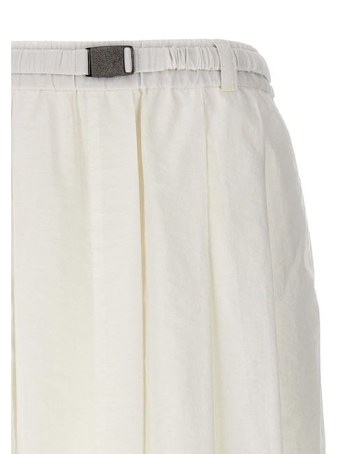 Brunello Cucinelli White Cotton Blend Midi Skirt Skirts