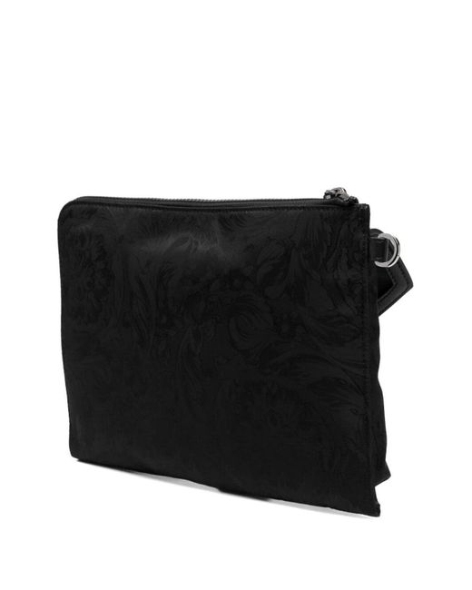 Versace Black Zip Pouch Fabric Nylon Barocco for men
