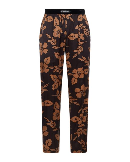 Tom Ford Brown Stretch Silk Pajama Pants for men