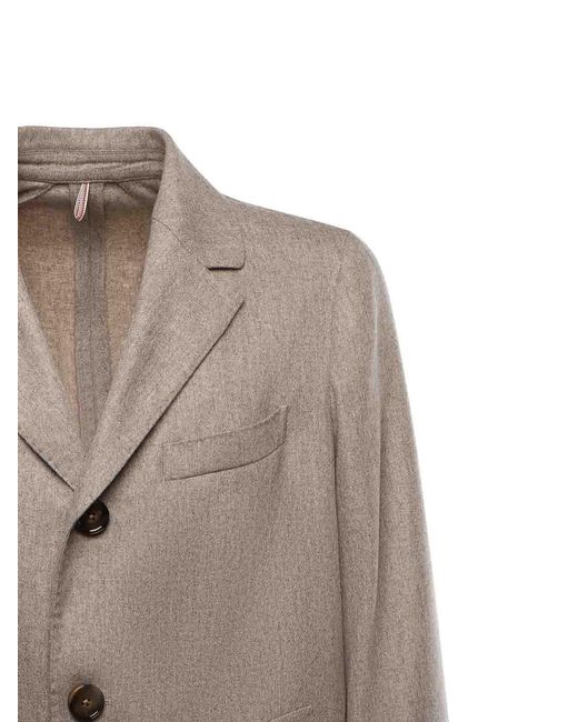 Santaniello Natural Single-Breasted Wool Blend Coat for men