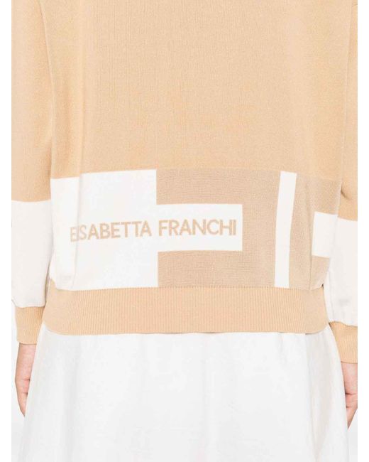 Elisabetta Franchi Natural Tricot Crewneck Sweater