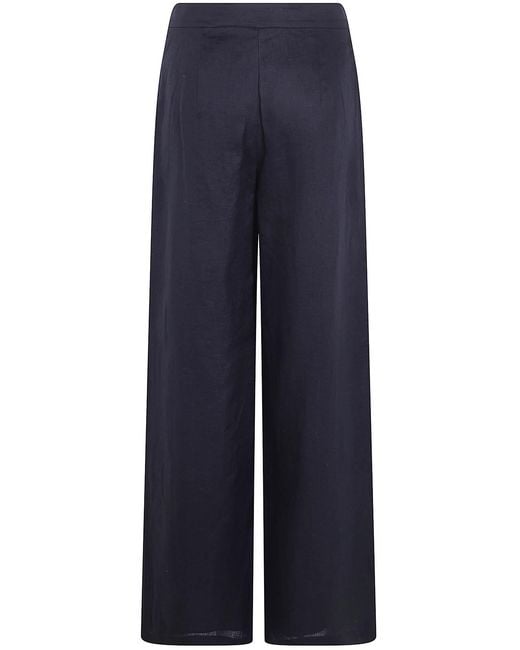 Max Mara Blue Tapioca Linen Classic Trousers