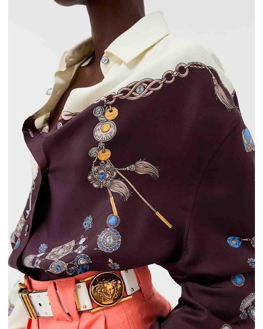 Versace Purple Silk Twill Print Shirt