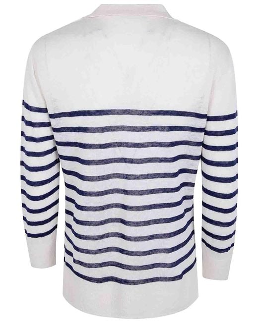 Majestic Filatures Gray Oversized Linen 100 Stripes Polo Shirt
