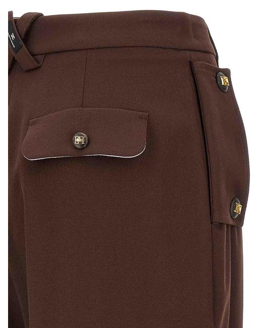 Elisabetta Franchi Brown Palazzo Pants