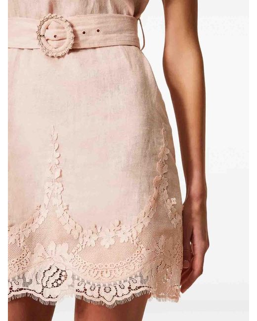 Twinset Pink Mini Dress With Belt