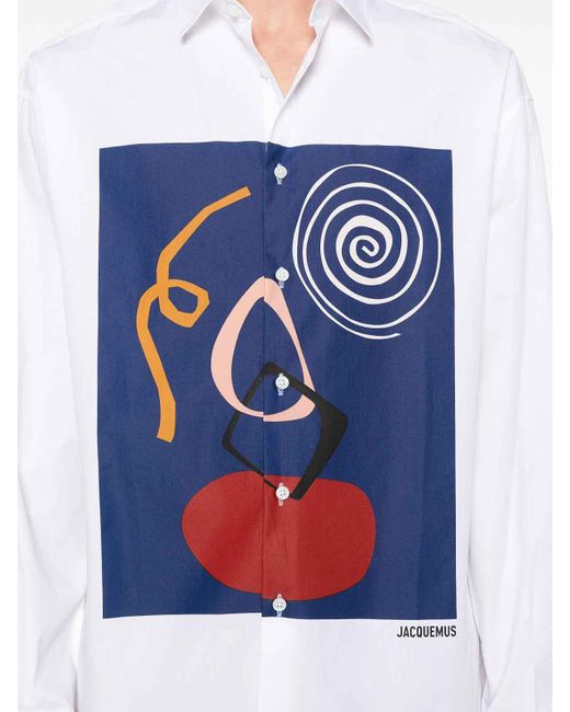 Jacquemus Blue La Chemise Simon Arty Paint Shirt for men