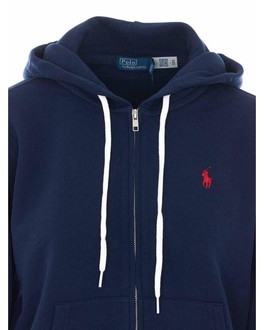 Polo Ralph Lauren Blue Polo Logo Zip Up Hoodie