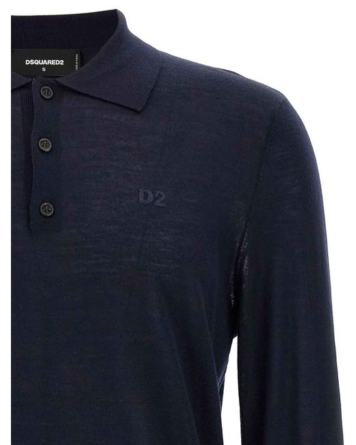 DSquared² Blue Logo Embroidery Polo Shirt