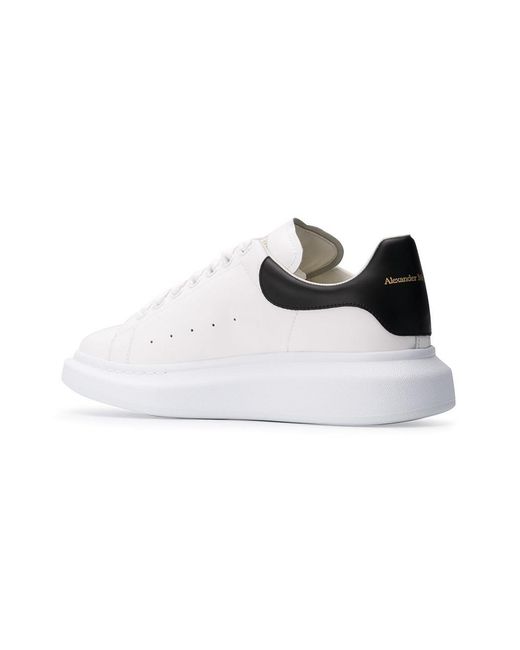 McQueen White Calfskin Leather Sneakers With Contrast Heel for men