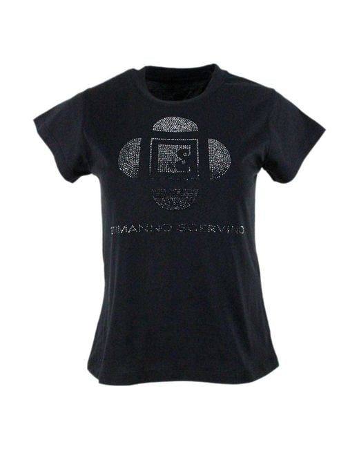 Ermanno Scervino Black Rhinestones T-Shirt