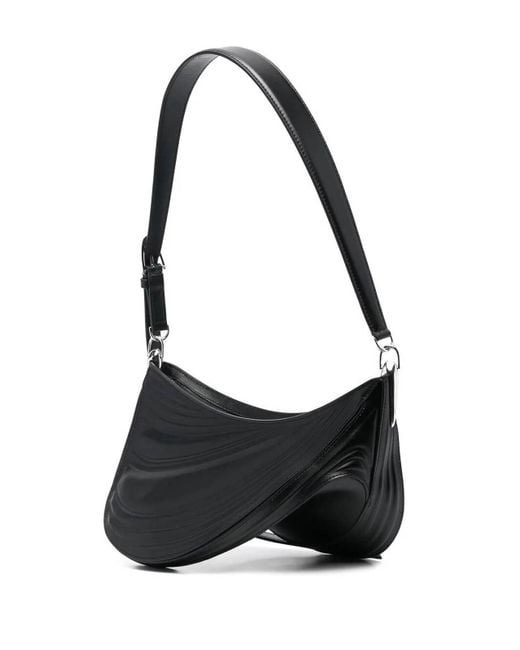 Mugler Black Medium Spiral Curve 01 Embossed Crossbody Bag