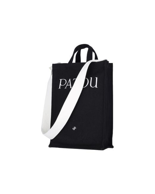 Patou Black Logo Canvas Vertical Tote