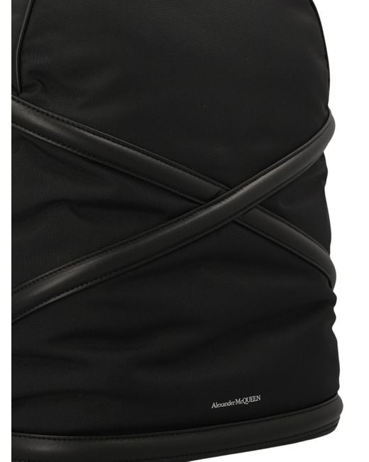 Zaino in pelle nera con manici superiori e cinghie regolabili di McQueen in Black da Uomo