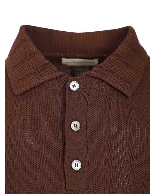 Ballantyne Brown Cotton Knit Polo Shirt for men