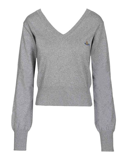 Vivienne Westwood Gray Beatrice Cotton And Cashmere Sweater
