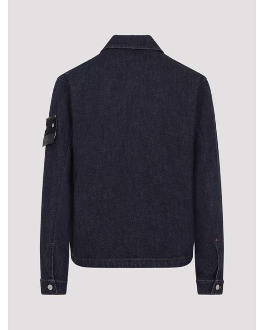 Stone Island Blue Biker Jacket for men