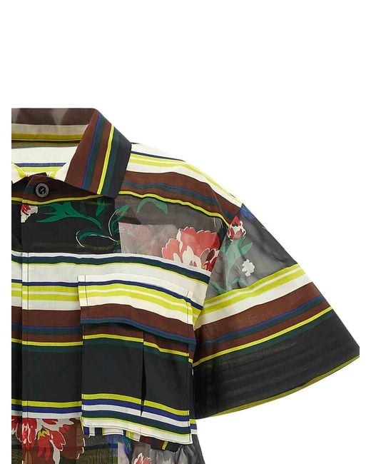 Sacai Green Pattern Mix Shirt