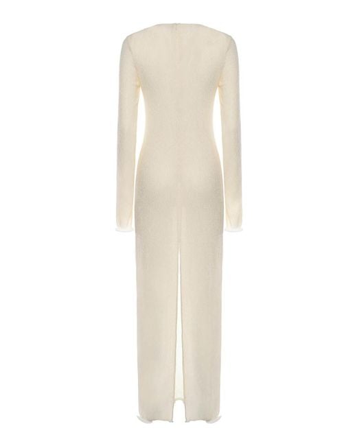Magda Butrym White Midi Dress With Floral Appliques