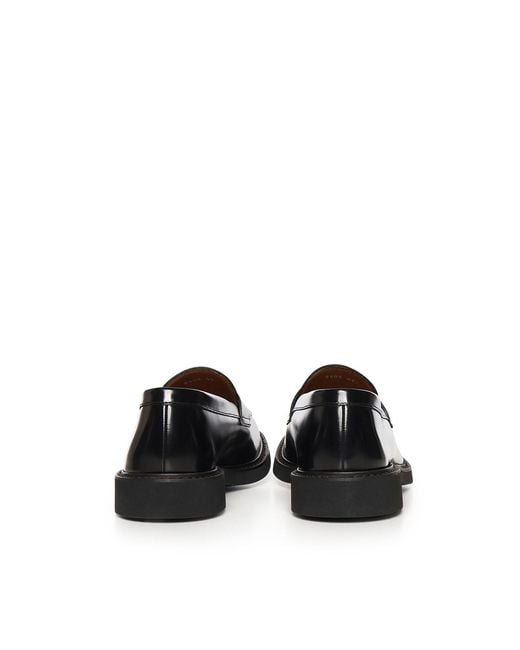 Doucal's Black Penny Leather Moccasin for men