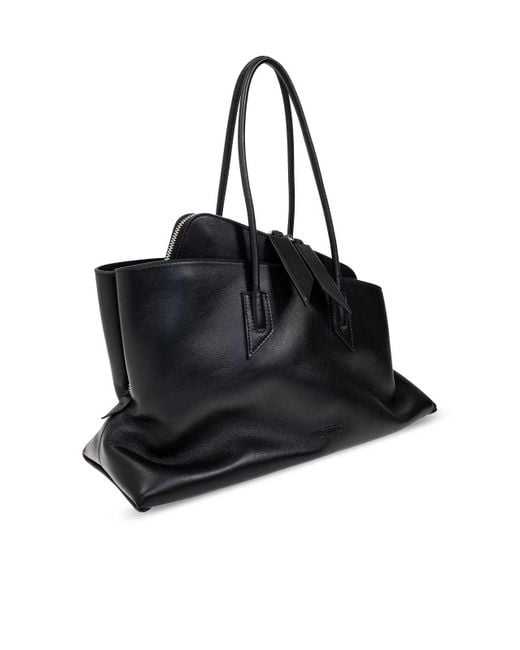 The Attico Black Calf Leather 'La Passeggiata' Top Handle
