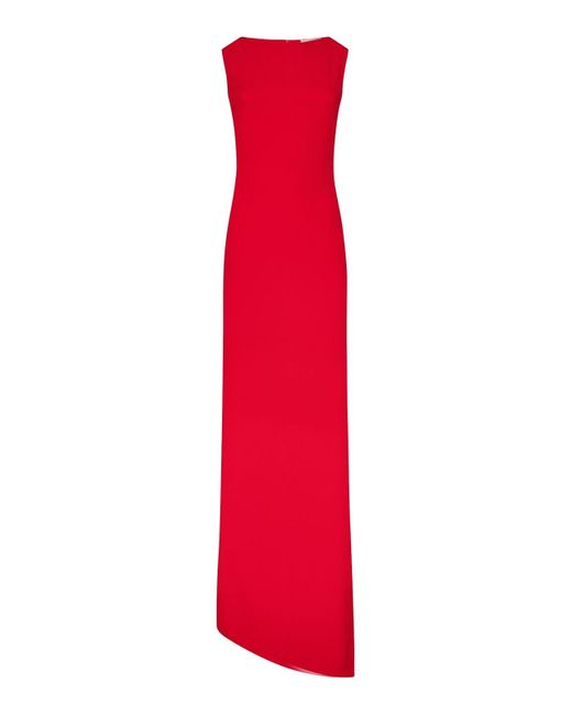Monot Red Long Crepe Sleeveless Dress