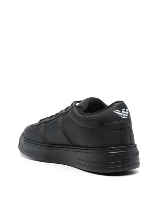 Emporio Armani Black Logo Leather Sneakers for men