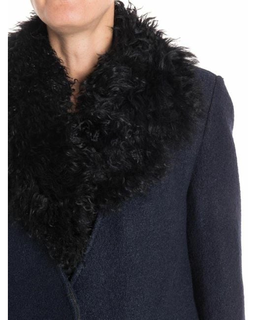 Karl Lagerfeld Black Wool Blend Coat