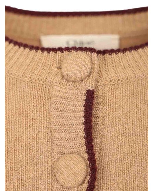 Chloé Natural Fitted Cardigan With Logo