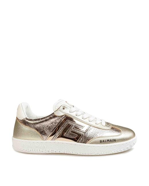 Balmain White Balmain Laminated Leather Swan Sneakers