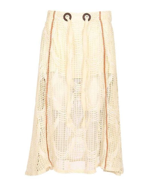 DURAZZI MILANO Natural Mesh Midi Skirt