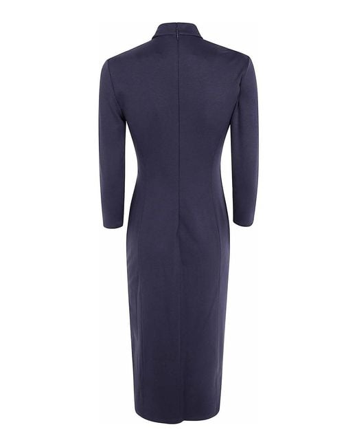 Giorgio Armani Blue Midi Turtle Neck Dress