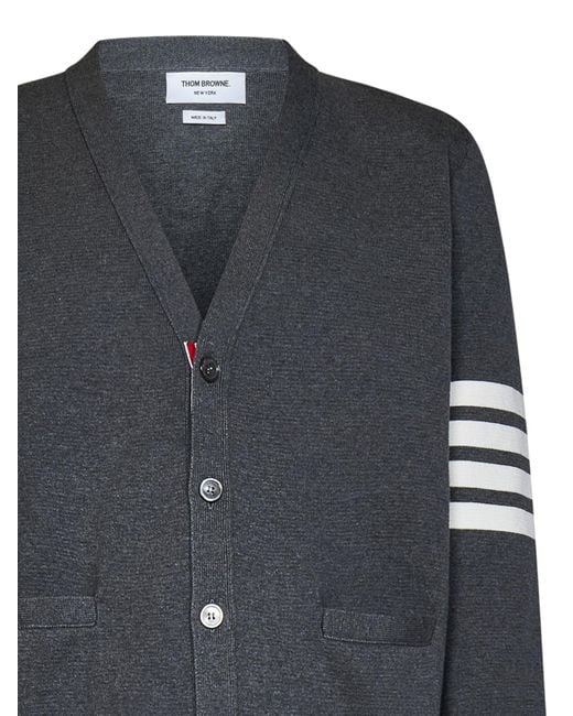 Thom Browne Gray Milano Stitch Cotton V-Neck Cardigan for men