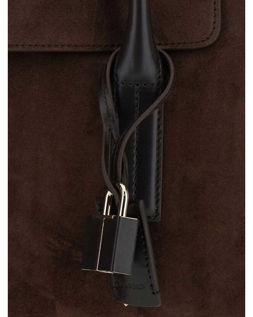 Tom Ford Brown Large Eclipse Suede Bag