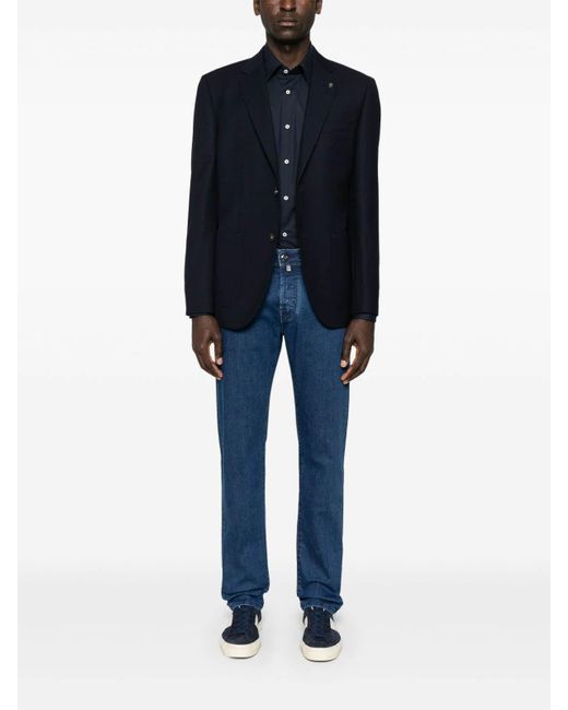 Boss Blue Single-Breasted Blazer for men