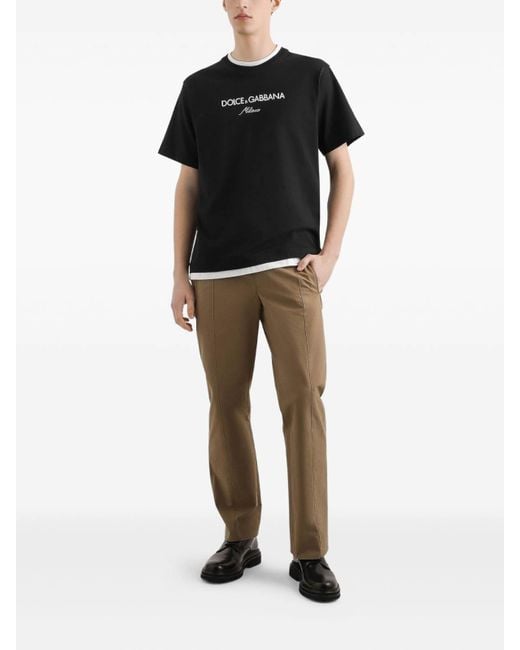 Dolce & Gabbana Black Cotton T-Shirt for men