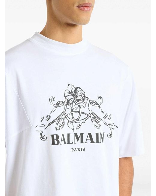 Balmain White T-Shirt for men
