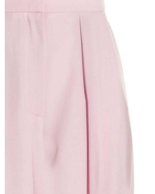 McQueen Pink Pleat Detailed Wide Leg Pants