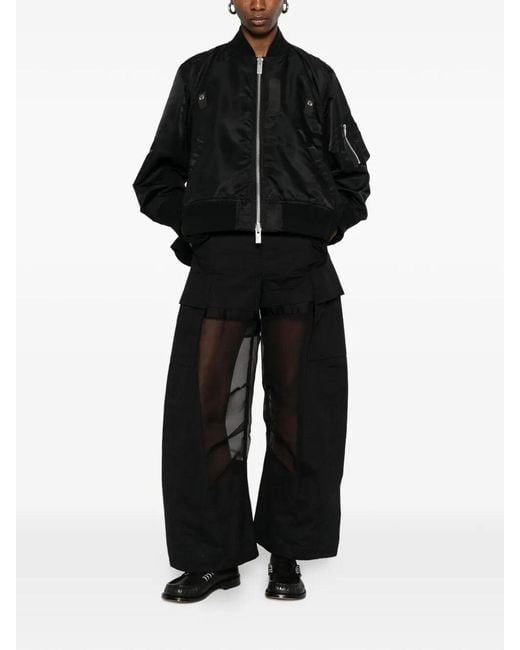 Sacai Black Cotton Coating Pants