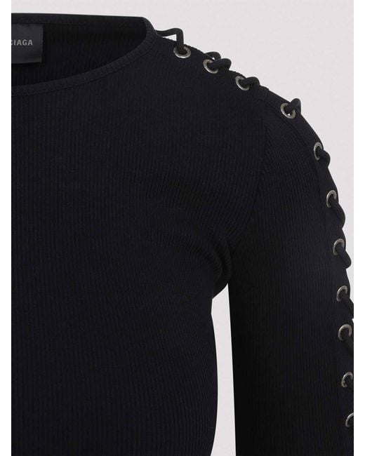 Balenciaga Blue Lace-Up Mini Dress