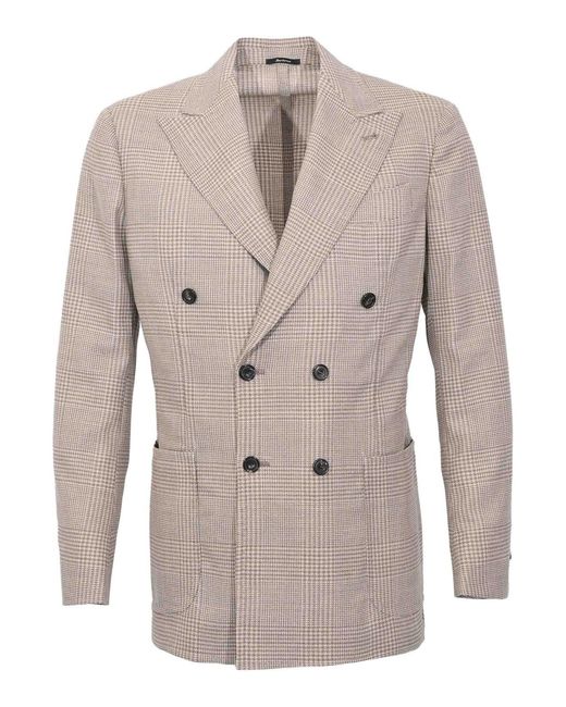 Sartorio Napoli Natural Double-Breasted Prince Of Wales Jacket for men