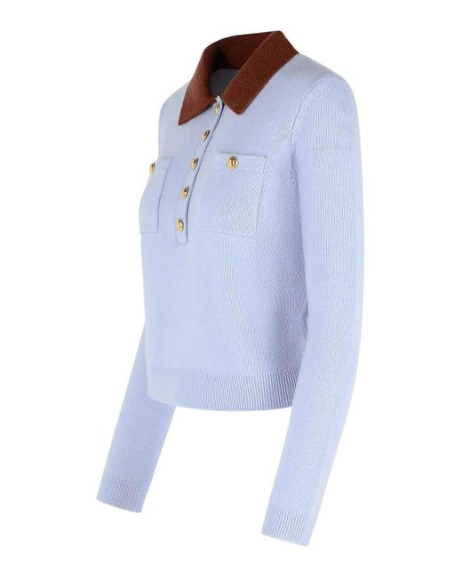 Self-Portrait Blue Wool Blend Sweater