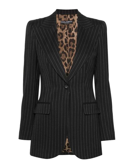 Dolce & Gabbana Black Pinstriped Blazer