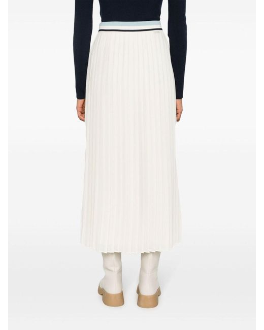 Moncler White Pleated Maxi Skirt