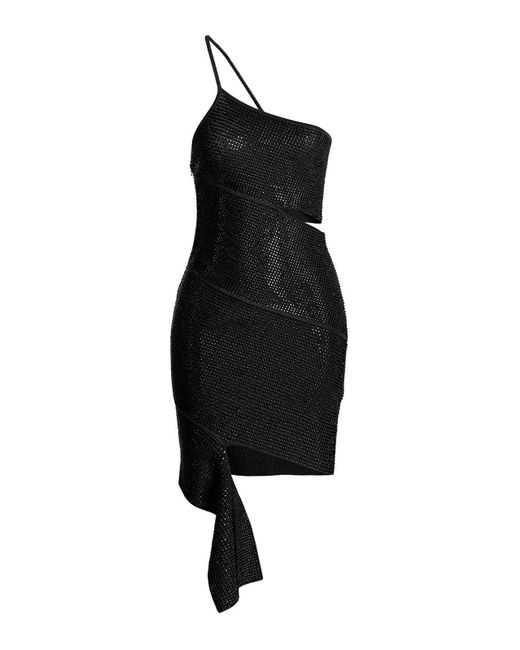 ANDREADAMO Black Sequin One Shoulder Dress