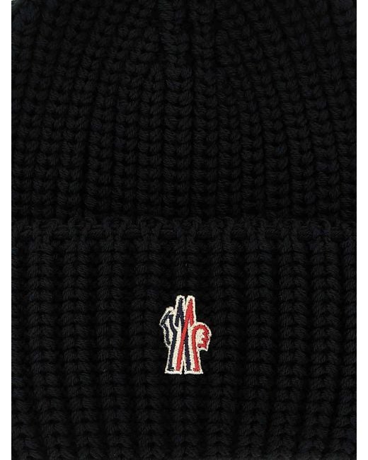 Moncler Black Logo Patch Beanie for men