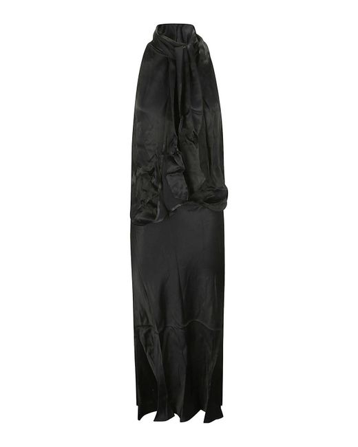 Marques'Almeida Black Halterneck Draped Dress